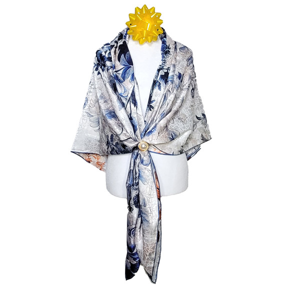 NWT Double Sided Silk Scarf 53"x53" Large Square Shawl Wrap XiangYunSha 36101 - Picture 3 of 9